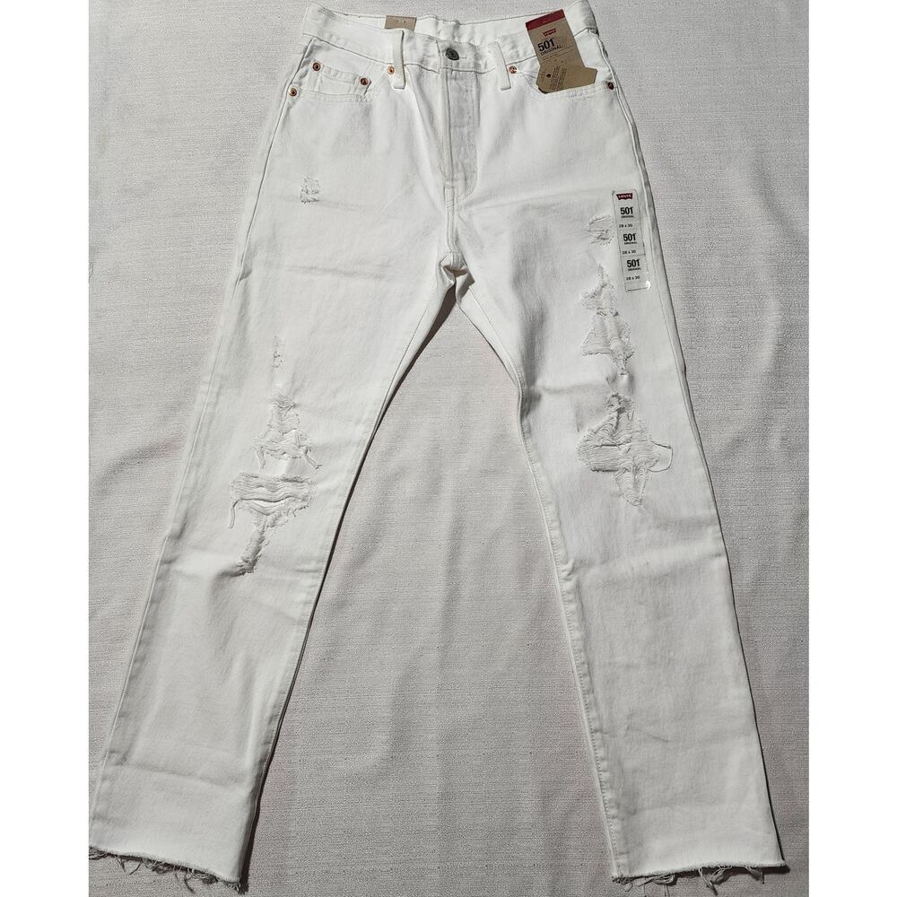 Levi's 501 original 28x30 sit at waist women-button fly white